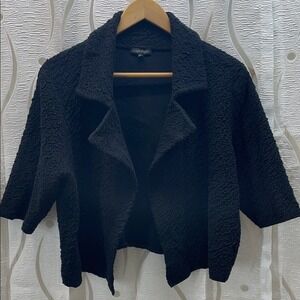 Eileen Fisher Black Textured Open-Front Blazer